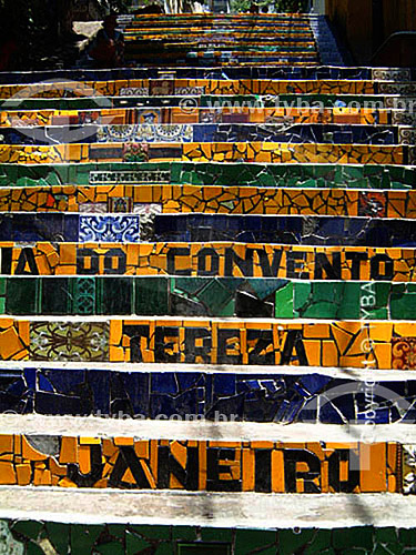  Arquitetura - Detalhe de escadaria na Lapa, subida para convento em Santa Tereza -  Rio de Janeiro - RJ - Brasil  - Rio de Janeiro - Rio de Janeiro - Brasil