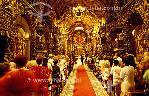  Missa no Mosteiro e Igreja de São Bento - Vista interna  - Rio de Janeiro - RJ - Brasil

  O mosteiro é Patrimônio Histórico Nacional desde 15-07-1938.   - Rio de Janeiro - Rio de Janeiro - Brasil