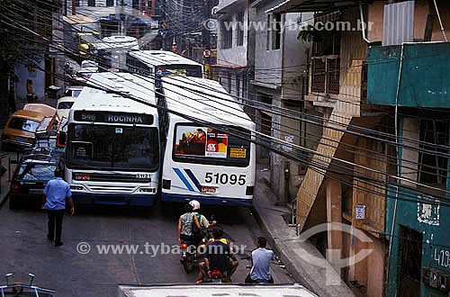  Serviço de ônibus no interior da Favela da Rocinha - Rio de Janeiro - RJ - Brasil  - Rio de Janeiro - Rio de Janeiro - Brasil