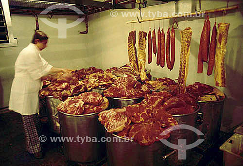  Pessoa trabalhando em frigorífico, carne - Brasil 
