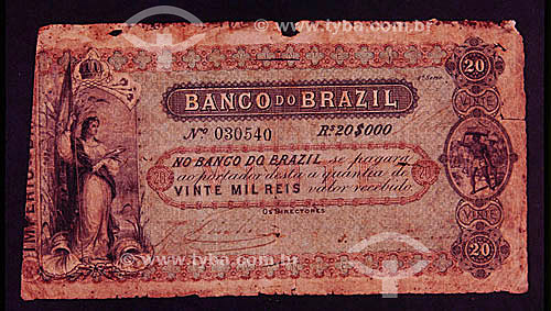  Dinheiro - Cédula de vinte mil Réis (20.000), antiga moeda brasileira 