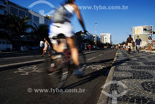  Ciclista na ciclovia - Lazer em Ipanema - Rio de Janeiro - RJ - Brasil  - Rio de Janeiro - Rio de Janeiro - Brasil