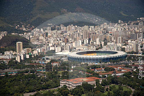  Vista aérea mostrando o Estádio do Maracanã  e bairros da zona norte do Rio de Janeiro - Rio de Janeiro - RJ - Brasil 

 O estádio é Patrimônio Histórico Nacional desde 26-12-2000.  - Rio de Janeiro - Rio de Janeiro - Brasil