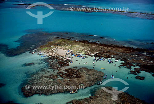  Vista aérea de pescadores e suas jangadas - Maceió - AL - Brasil  - Maceió - Alagoas - Brasil