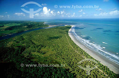  Vista aérea da praia e do encontro do rio Camaragibe com o mar, a cerca de 54 km de Maceió - Maceió - AL - Brasil  - Maceió - Alagoas - Brasil
