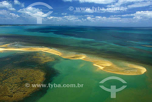  Recife de coral e areia em Ponta de Corumbau - litoral sul da Bahia - Brasil  - Porto Seguro - Bahia - Brasil