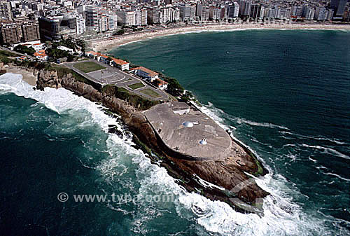  Vista aérea do Forte de Copacabana, construído no século XVIII e atualmente  transformado em centro cultural - Copacabana - Rio de Janeiro - RJ - Brasil  - Rio de Janeiro - Rio de Janeiro - Brasil