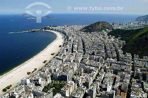  Vista aérea do bairro e praia de Copacabana com as Ilhas Redonda e Cagarras ao fundo - Rio de Janeiro - RJ  - Rio de Janeiro - Rio de Janeiro - Brasil