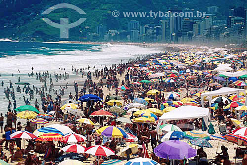  Praia de Ipanema lotada - Rio de Janeiro - RJ - Brasil  - Rio de Janeiro - Rio de Janeiro - Brasil