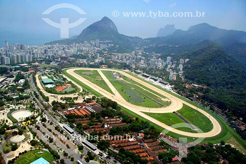  Vista aérea do Hipódromo da Gávea com Morro Dois Irmãos e Pedra da Gávea ao fundo - Rio de Janeiro - RJ - Brasil - Novembro de 2006  - Rio de Janeiro - Rio de Janeiro - Brasil