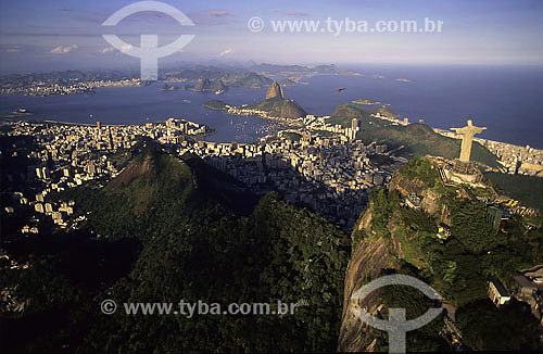  Vista aérea do Cristo Redentor no morro do Corcovado - Rio de Janeiro - RJ - Brasil  - Rio de Janeiro - Rio de Janeiro - Brasil