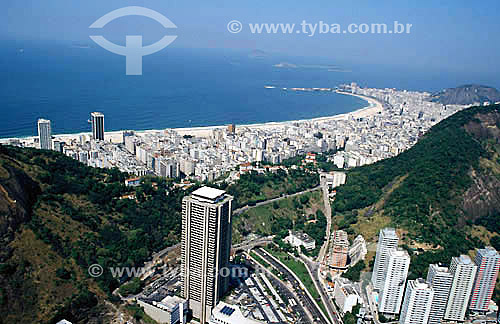  Vista aérea de Botafogo com o prédio do Rio Sul e Túnel do Pasmado em primeiro plano e Copacabana ao fundo - Rio de Janeiro - RJ - Brazil  - Rio de Janeiro - Rio de Janeiro - Brasil