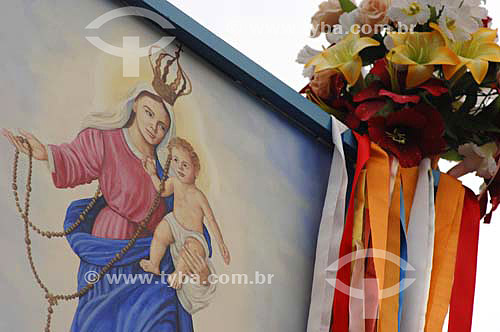  Detalhe de muro com pintura de santa - Religião - Paraty - Costa Verde - RJ - Brasil - Dezembro de 2006  - Paraty - Rio de Janeiro - Brasil