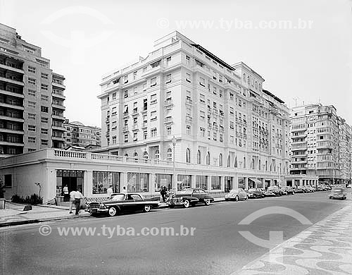   Avenida Atlântica com Hotel Copacabana Palace ao fundo - Rio de Janeiro - RJ - Brasil - Setembro 1961  - Rio de Janeiro - Rio de Janeiro - Brasil