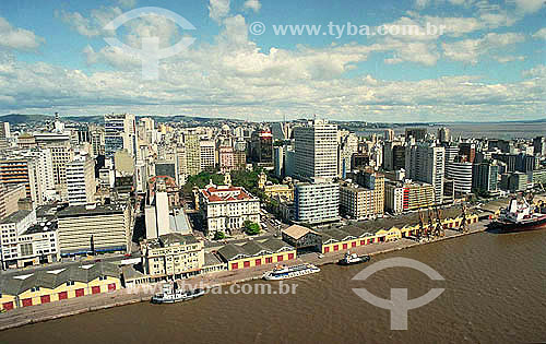  Vista aérea do porto e da cidade de Porto Alegre - Rio Grande do Sul - Brasil  - Porto Alegre - Rio Grande do Sul - Brasil