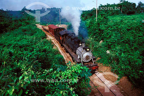  Assunto: Trem Maria-Fumaça na Estrada de ferro Madeira-Mamoré  / Local: Rondônia (RO) - Brasil / Data: Década de 90 