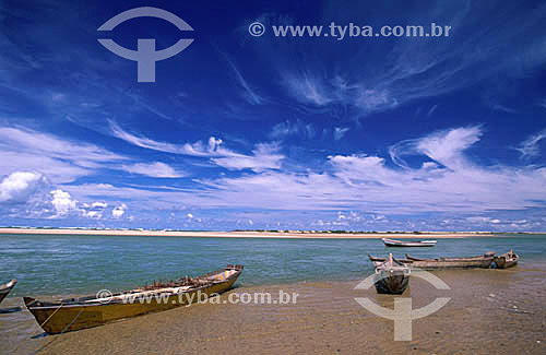  Barcos na areia - Ponta dos Mangues - Sergipe - Brasil  - Pacatuba - Sergipe - Brasil