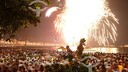  Fogos de artifício na praia de Copacabana - Reveillon 2008 - Rio de Janeiro - RJ - Brazil  - Rio de Janeiro - Rio de Janeiro - Brasil