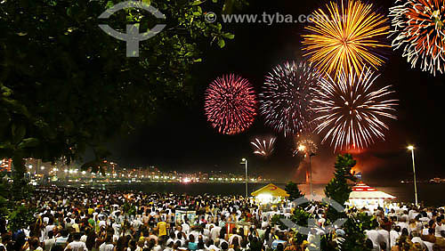  Fogos de artifício na praia de Copacabana - Reveillon 2008 - Rio de Janeiro - RJ - Brazil  - Rio de Janeiro - Rio de Janeiro - Brasil