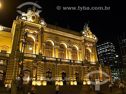  Teatro Municipal de São Paulo à noite - Centro de São Paulo - SP - Brasil  - São Paulo - São Paulo - Brasil