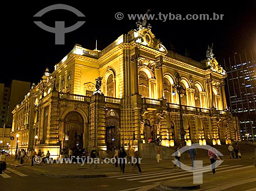  Teatro Municipal de São Paulo à noite - Centro de São Paulo - SP - Brasil  - São Paulo - São Paulo - Brasil