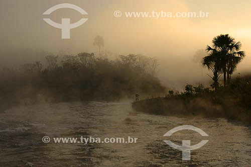  Nascer do sol no Rio Formoso - Parque Nacional das Emas  - GO - Brasil   O Parque é Patrimônio Mundial pela UNESCO desde 16-12-2001.  - Goiás - Brasil