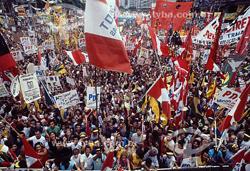  Comício das Diretas - Manifestação pela democracia na Av. Presidente Vargas - Rio de Janeiro - RJ - Brazil  - Rio de Janeiro - Rio de Janeiro - Brasil