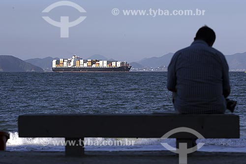  Navio cargueiro na entrada da Baía de Guanabara  - Rio de Janeiro - Rio de Janeiro - Brasil