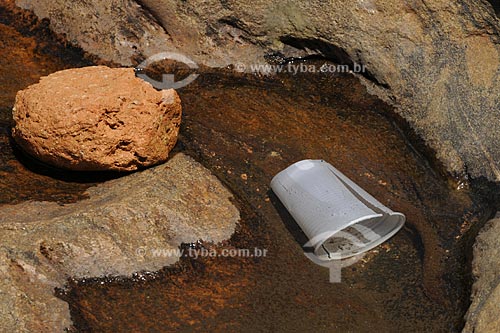  Assunto: Copo de plástico largado em riacho  / Local:  Secretário - Petrópolis - RJ  / Data: 21/02/2009 