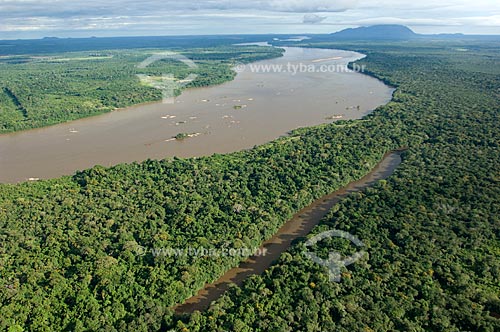  Assunto: Vista aérea do Rio Branco e de Mata de galeria  / Local:  Perto de Boa Vista - Roraima - Brasil  / Data: Janeiro de 2006 