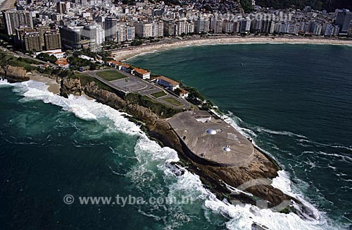  Assunto: Vista aérea do Forte de Copacabana com a praia de Copacabana ao fundo / Local: Rio de Janeiro (RJ) - Brasil / Data: 2002 