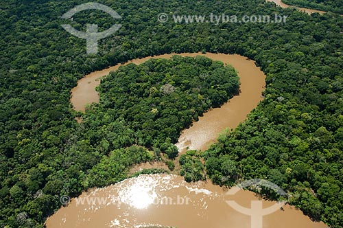  Vista aérea de um afluente do rio Mamoré, durante o processo de formação de um lago marginal  - Bolívia