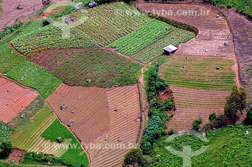  Assunto: Vista aérea de moradia rural e plantação agrícola na Região Serrana Fluminense / Local: Teresópolis - Rio de Janeiro (RJ) - Brasil / Data: 01/2011  