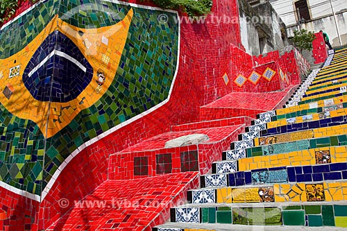  Assunto: Escadaria decorada com Azulejos - Escadaria Selarón / Local: Lapa  -  Rio de Janeiro  -  RJ - Brasil / Data: 02/2011 