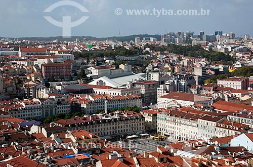  Assunto: Vista aérea do centro de Lisboa a partir do Castelo de São Jorge - Praça da Figueira no centro / Local: Lisboa - Portugal - Europa / Data: 10/2010 