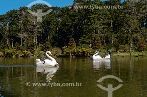  Assunto: Vista de Pedalinhos em forma de cisnes no Parque do Lago Negro / Local: Gramado - Rio Grande do Sul (RS) - Brasil / Data: 07/2011 
