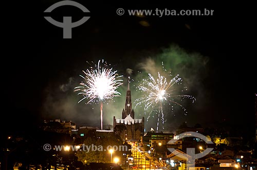  Assunto: Vista noturna da Paróquia Nossa Senhora de Lourdes / Local: Canela - Rio Grande do Sul (RS) - Brasil / Data: 12/2011 