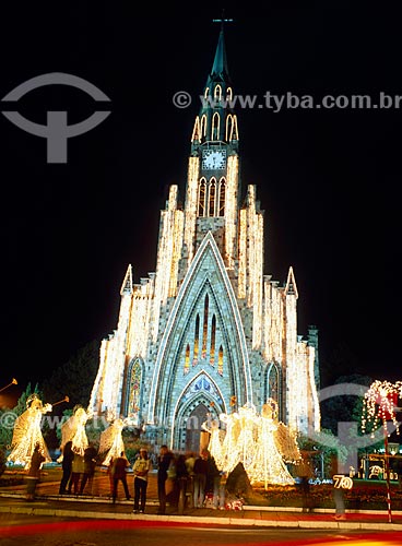  Assunto: Vista noturna da Paróquia Nossa Senhora de Lourdes / Local: Canela - Rio Grande do Sul (RS) - Brasil / Data: 12/2010 