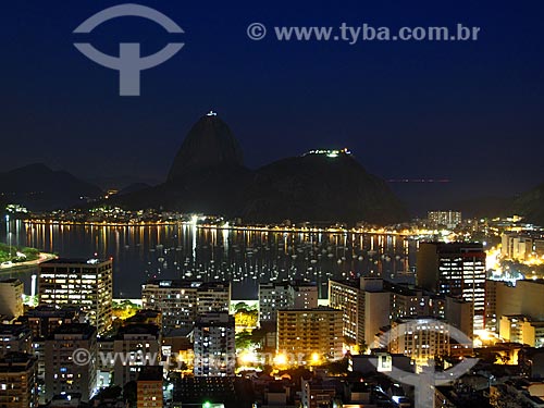  Assunto: Pão de Açúcar e Enseada de Botafogo à noite / Local: Botafogo - Rio de Janeiro (RJ) - Brasil  / Data: 10/2012 