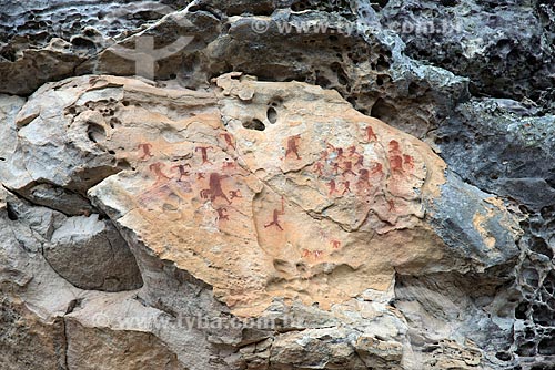  Assunto: Inscrições rupestres no Parque Nacional do Catimbau - Pintura dos Homens sem Cabeça / Local: Buíque - Pernambuco (PE) - Brasil / Data: 08/2012 