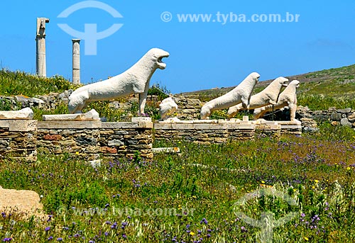  Assunto: Estátuas no Terraço dos leões / Local: Ilha de Delos - Míconos - Grécia - Europa / Data: 04/2011 
