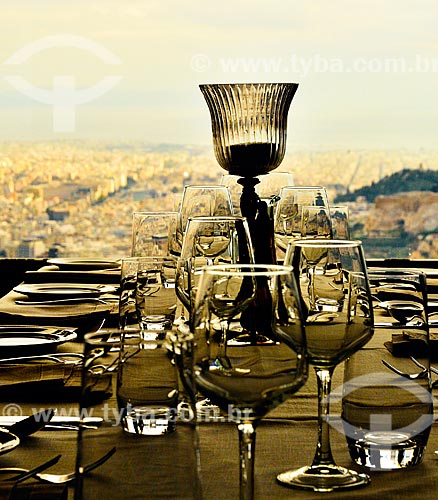  Assunto: Mesa posta no Restaurante Lycabettus Hill / Local: Atenas - Grécia - Europa / Data: 04/2011 