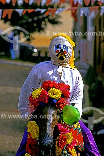  Assunto: Cavaleiro mascarado durante a Festa do Divino / Local: Pirenópolis - Goiás  (GO) - Brasil / Data: 1992 