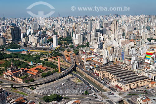  Assunto: Vista aérea do Mercado Municipal de São Paulo - a direita - com o Viaduto Diário Popular sobre o Rio Tamanduateí / Local: Sé - São Paulo (SP) - Brasil / Data: 02/2013 