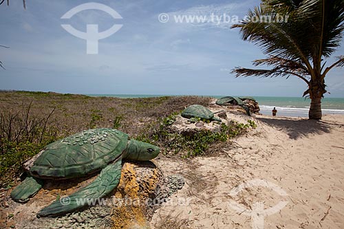  Assunto: Praia de Intermares com esculturas de Tartarugas-de-Pente (Eretmochelys imbricata) que simbolizam o Projeto Tartaruga Urbana (ONG Guajiru) / Local: Cabedelo - Paraíba (PB) - Brasil / Data: 02/2013 