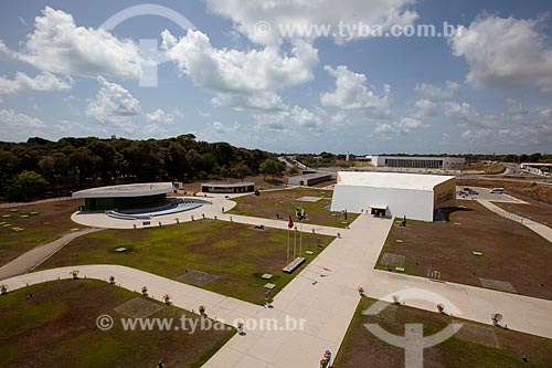  Vista do anfiteatro - à esquerda - e do auditório - à direita - a partir do terraço da Torre Mirante da Estação Cabo Branco (2008) - também conhecida como Estação Ciência, Cultura e Artes   - João Pessoa - Paraíba - Brasil