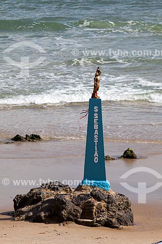  Assunto: Estátua de São Sebastião na Praia do Centro  / Local: Distrito de Pipa - Tibau do Sul - Rio Grande do Norte (RN) - Brasil / Data: 03/2013 