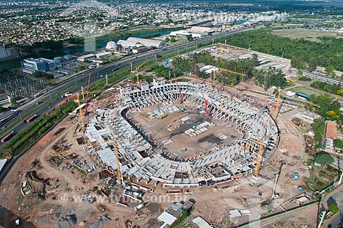  Assunto: Vista aérea da construção da Arena do Grêmio (2012) / Local: Humaitá - Porto Alegre - Rio Grande do Sul (RS) - Brasil / Data: 01/2012 