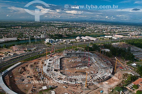  Assunto: Vista aérea da construção da Arena do Grêmio (2012) / Local: Humaitá - Porto Alegre - Rio Grande do Sul (RS) - Brasil / Data: 01/2012 