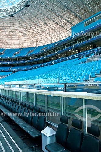  Assunto: Poltronas na área técnica da Arena do Grêmio (2012) / Local: Humaitá - Porto Alegre - Rio Grande do Sul (RS) - Brasil / Data: 04/2013 